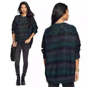 Denim Supply Ralph Lauren Ombre Stripe Fuzzy Knit Sweater M M Teal Navy